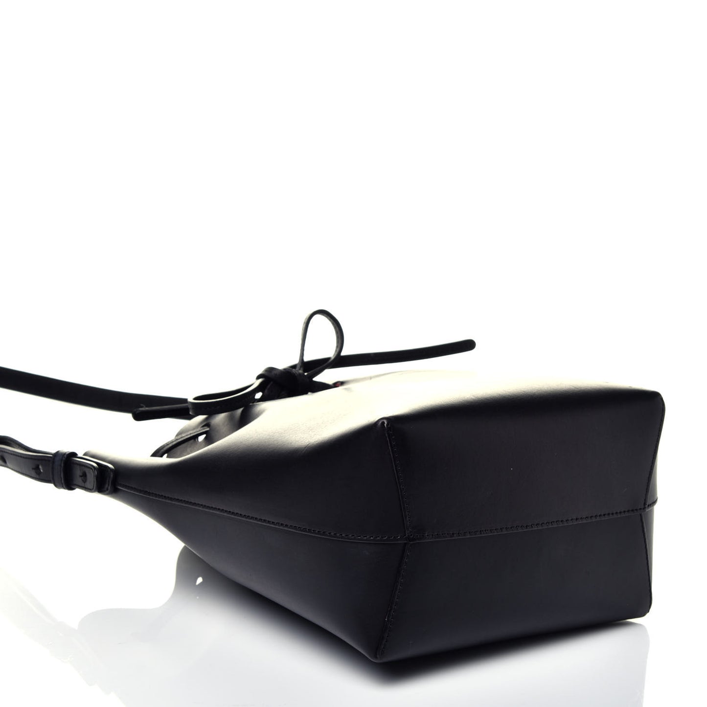 Vegetable Tanned Calfskin Mini Mini Bucket Bag Black Flamma