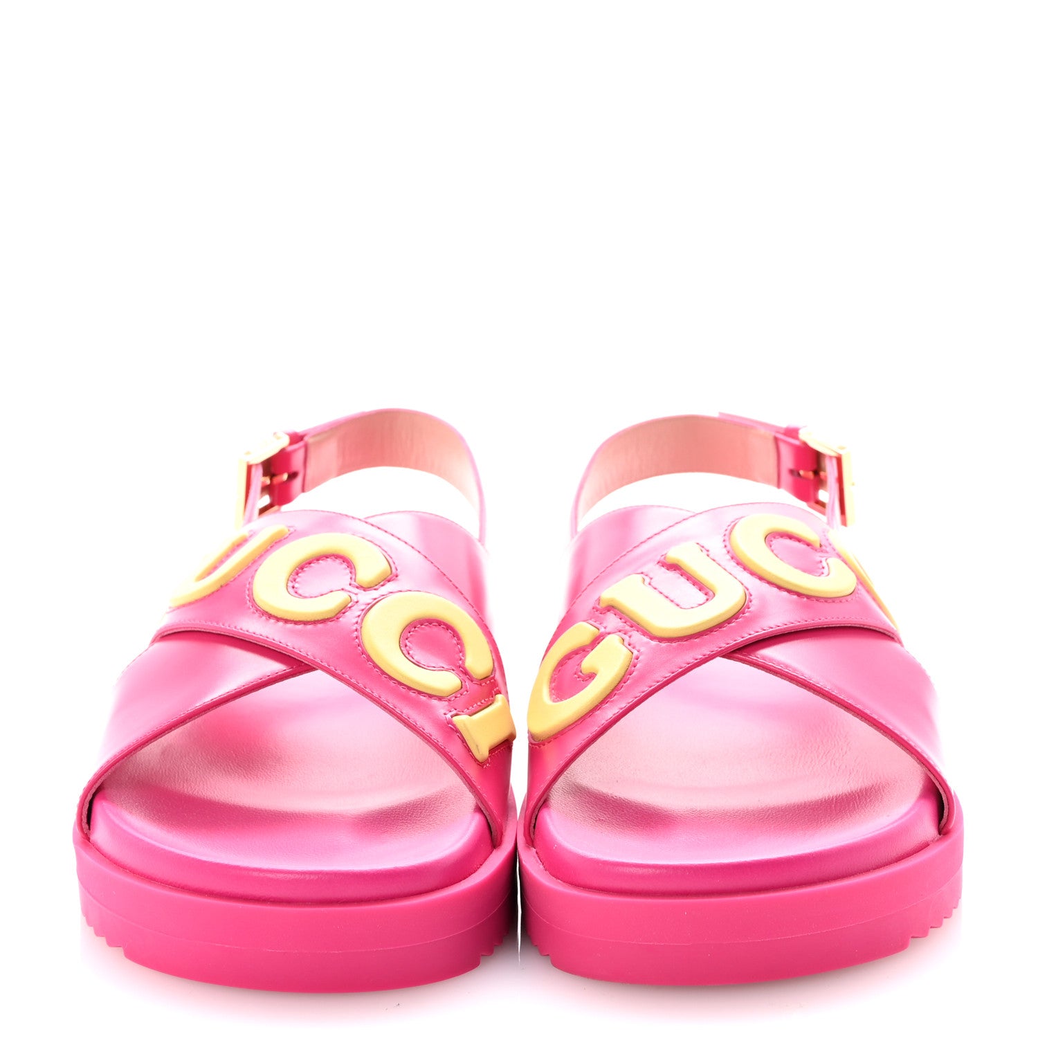 Gucci Calfskin Elizabeth Nappa Charlotte Logo Slingback Sandals 36 Fancy Fuchsia 3 of 9