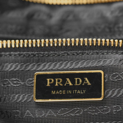 Prada Glossy Calfskin Triangle Large Bonnie Shoulder Bag Black 6 of 13