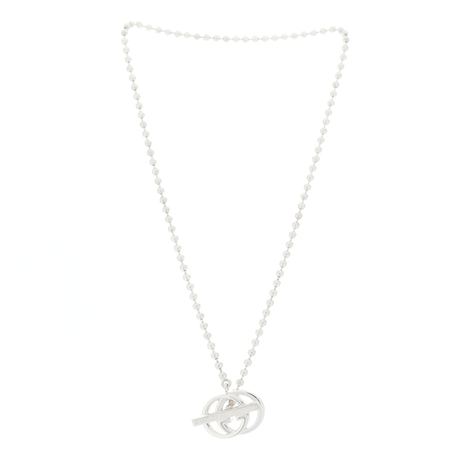 Gucci Sterling Silver Interlocking G Brit Toggle Necklace 3 of 4