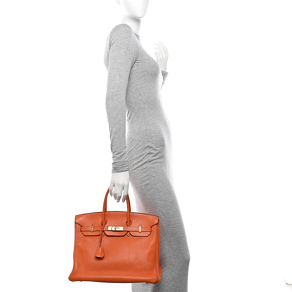 Hermes Taurillon Clemence Birkin 35 Orange 2 of 15