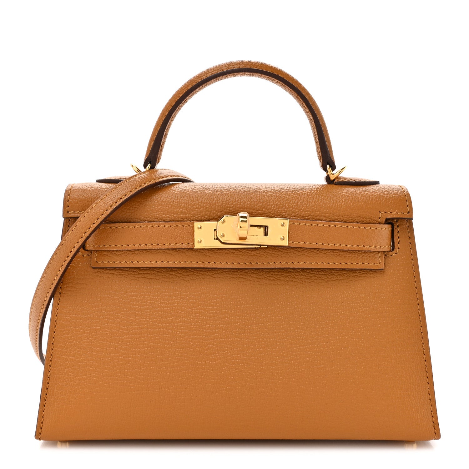 Hermes Chevre Mysore Verso Mini Kelly Sellier 20 Caramel Cacao 1 of 10
