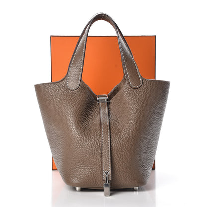 Hermes Taurillon Clemence Picotin Lock 18 PM Etoupe 12 of 12