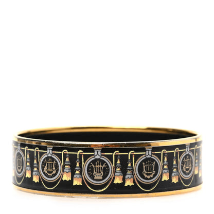 Hermes Enamel Printed Wide Bracelet 70 Black 1 of 5