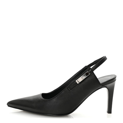 Hermes Nappa Lover 80 Slingback Pumps 38 Black 1 of 9