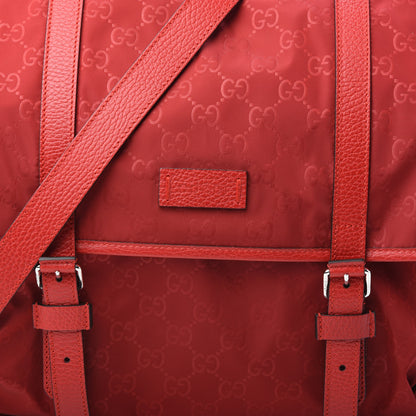 Gucci Nylon Monogram Double Buckle Flap Messenger Bag Vibrant Red 7 of 9