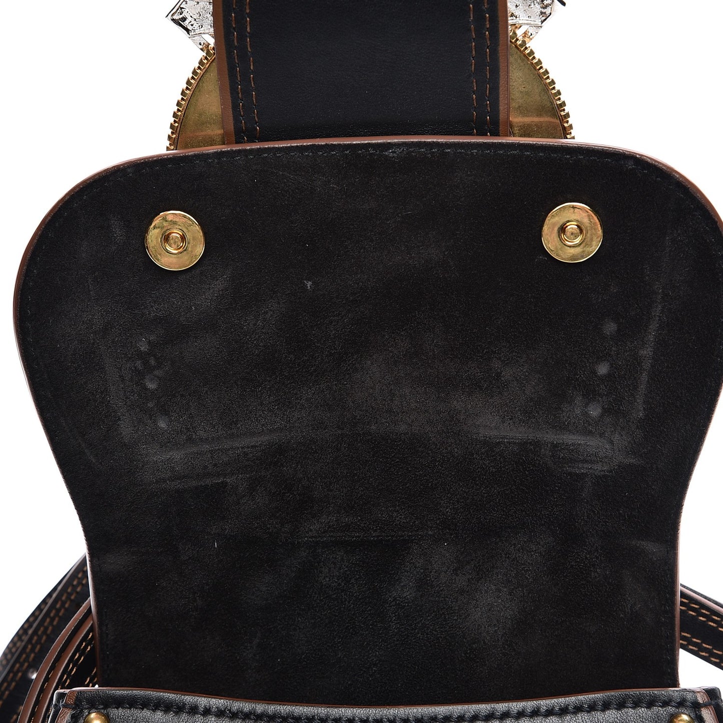 Studded Goatskin Jewel Buckle Dahlia Shoulder Bag Nero Black