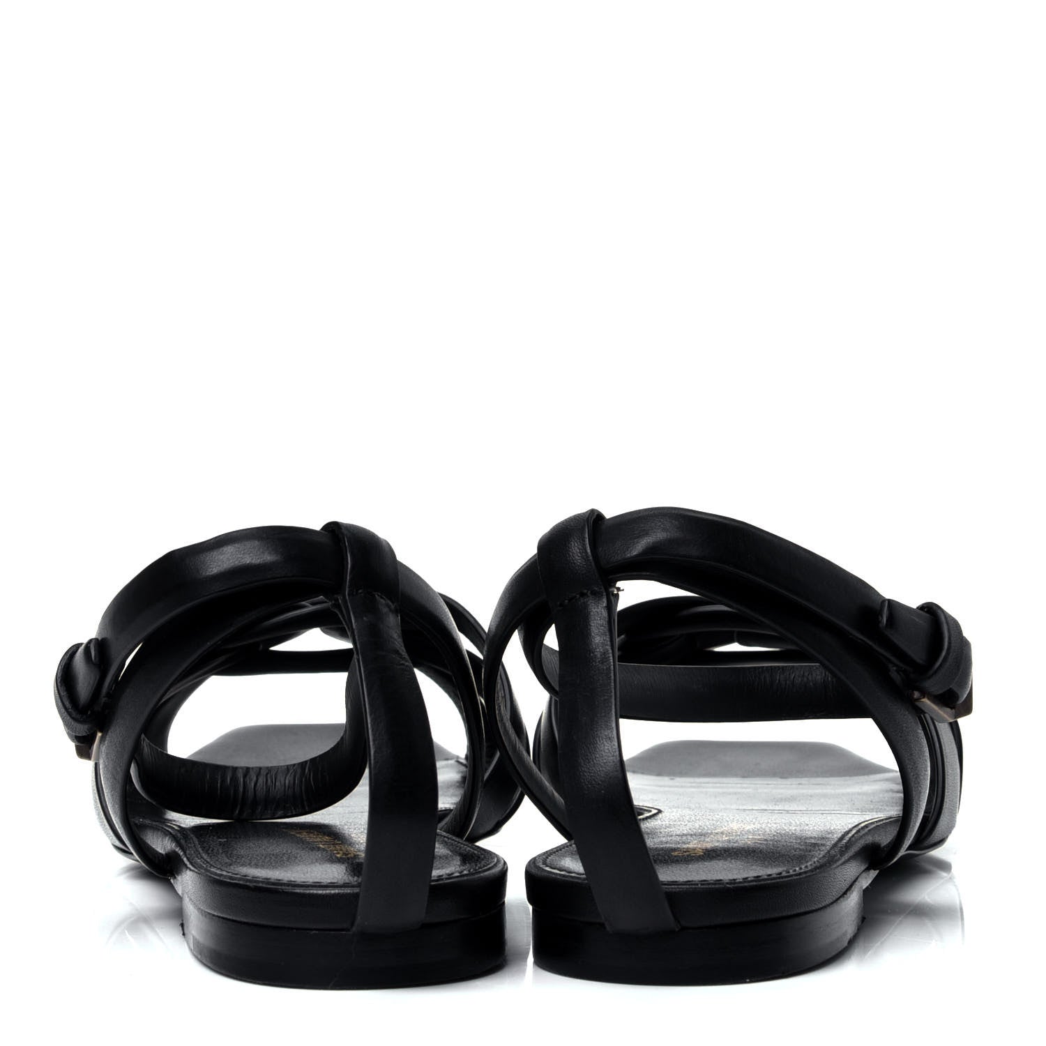 Saint Laurent Calfskin Tribute 05 Ankle Strap Flat Sandals 37.5 Black 6 of 10