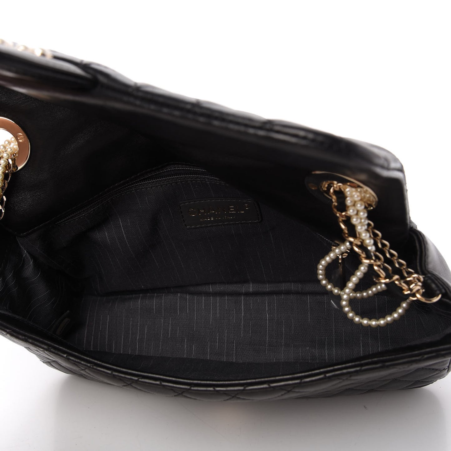 Lambskin Quilted Medium Westminster Pearl Flap Black