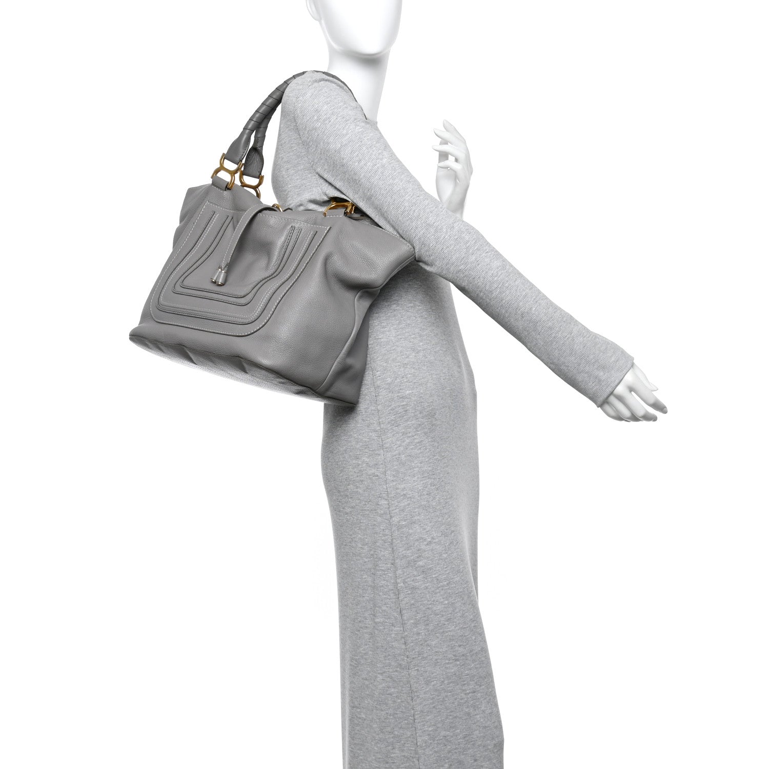 Chloe Calfskin Large New Marcie Tote Cashmere Grey 2 of 10