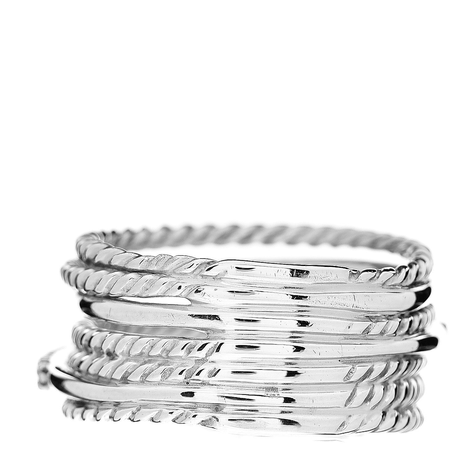 David Yurman Sterling Silver Diamond 11mm Wide Crossover Cable Ring 54 6.75 3 of 4