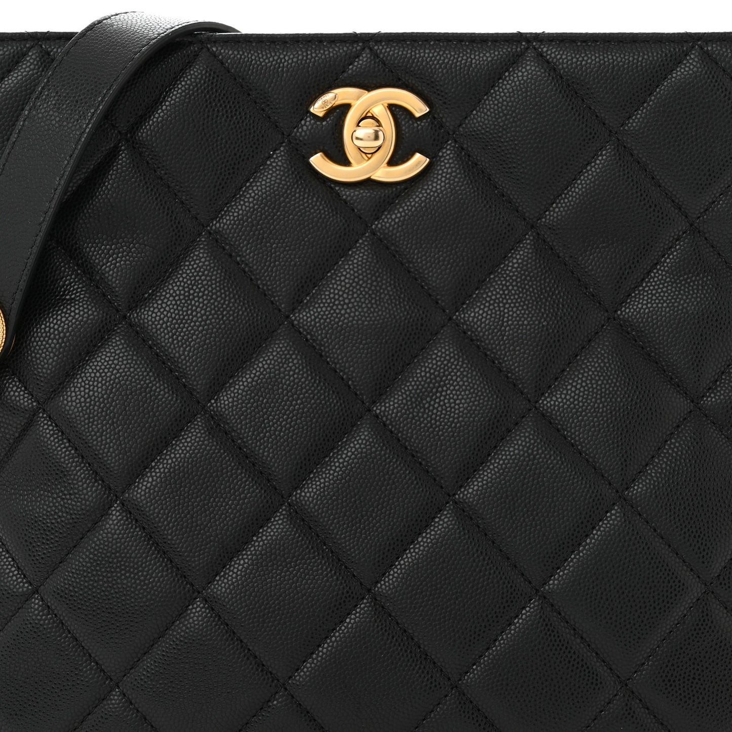 Caviar Quilted Twist Your Buttons Hobo Black