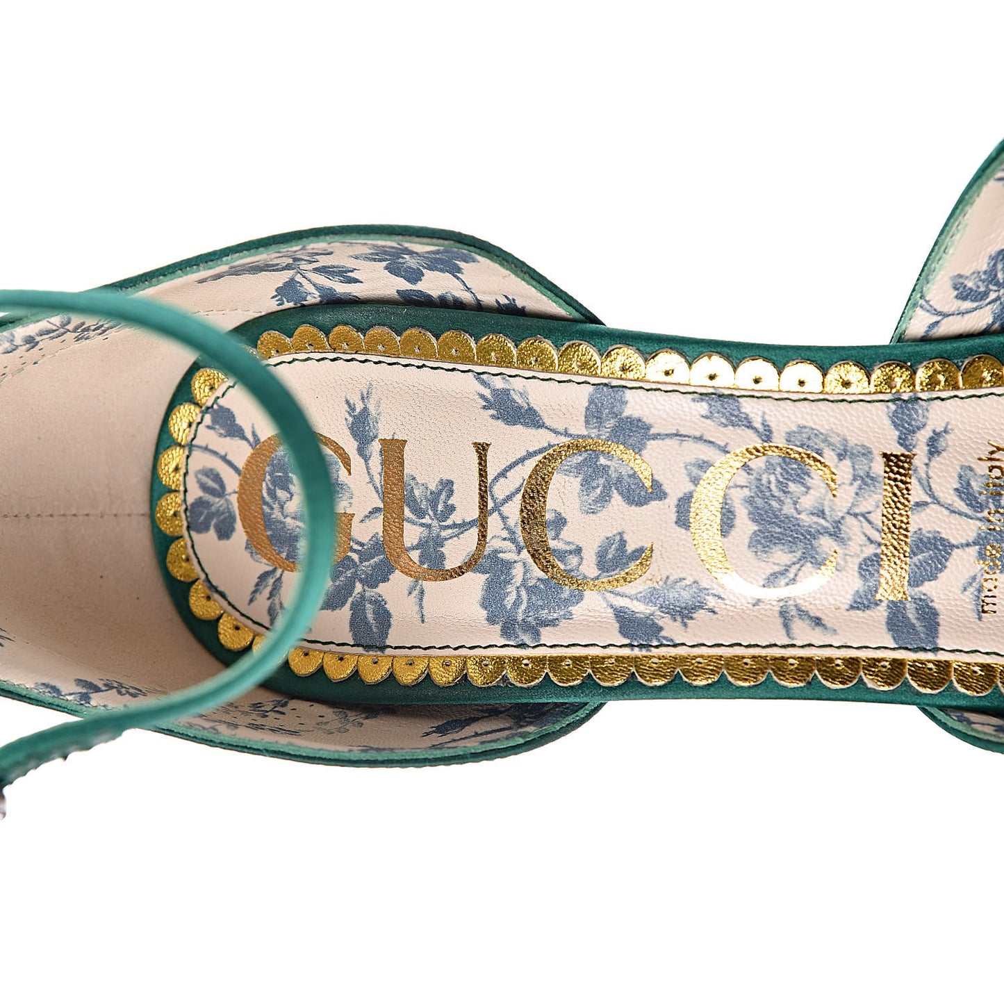 Satin Daisy Ankle Strap d'Orsay 105 Pumps 40 Emerald Green