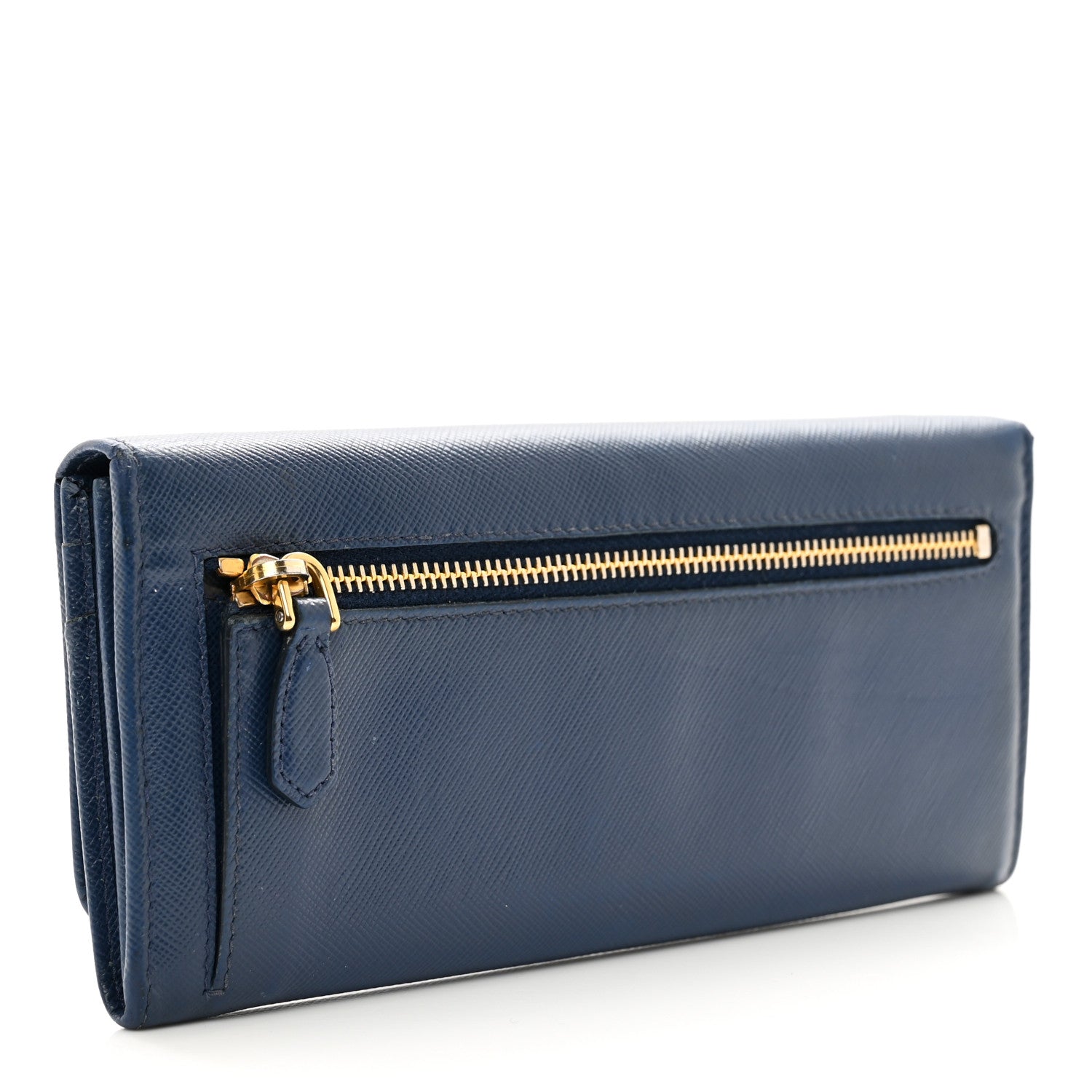Prada Saffiano Metal Continental Flap Wallet Bleuette 3 of 9