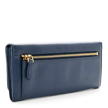 Prada Saffiano Metal Continental Flap Wallet Bleuette 3 of 9