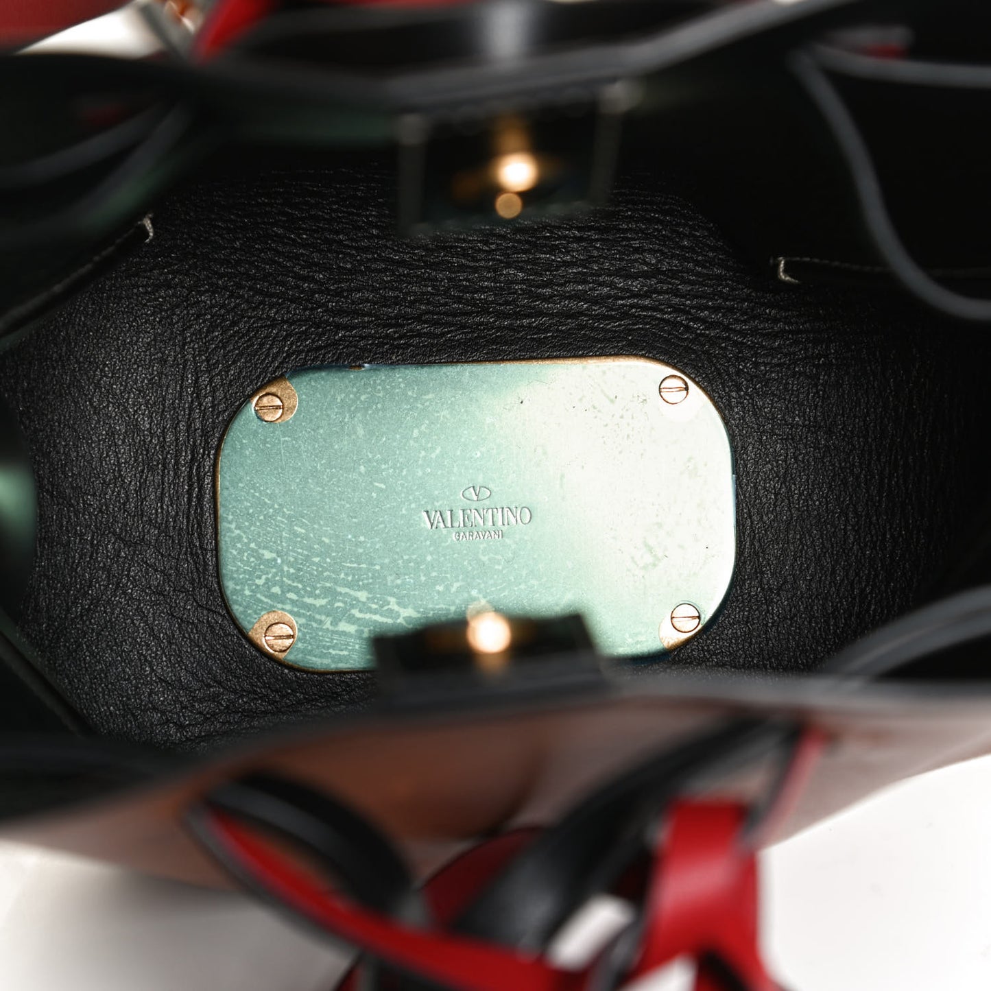 Grainy Calfskin VLogo Bucket Bag Brown