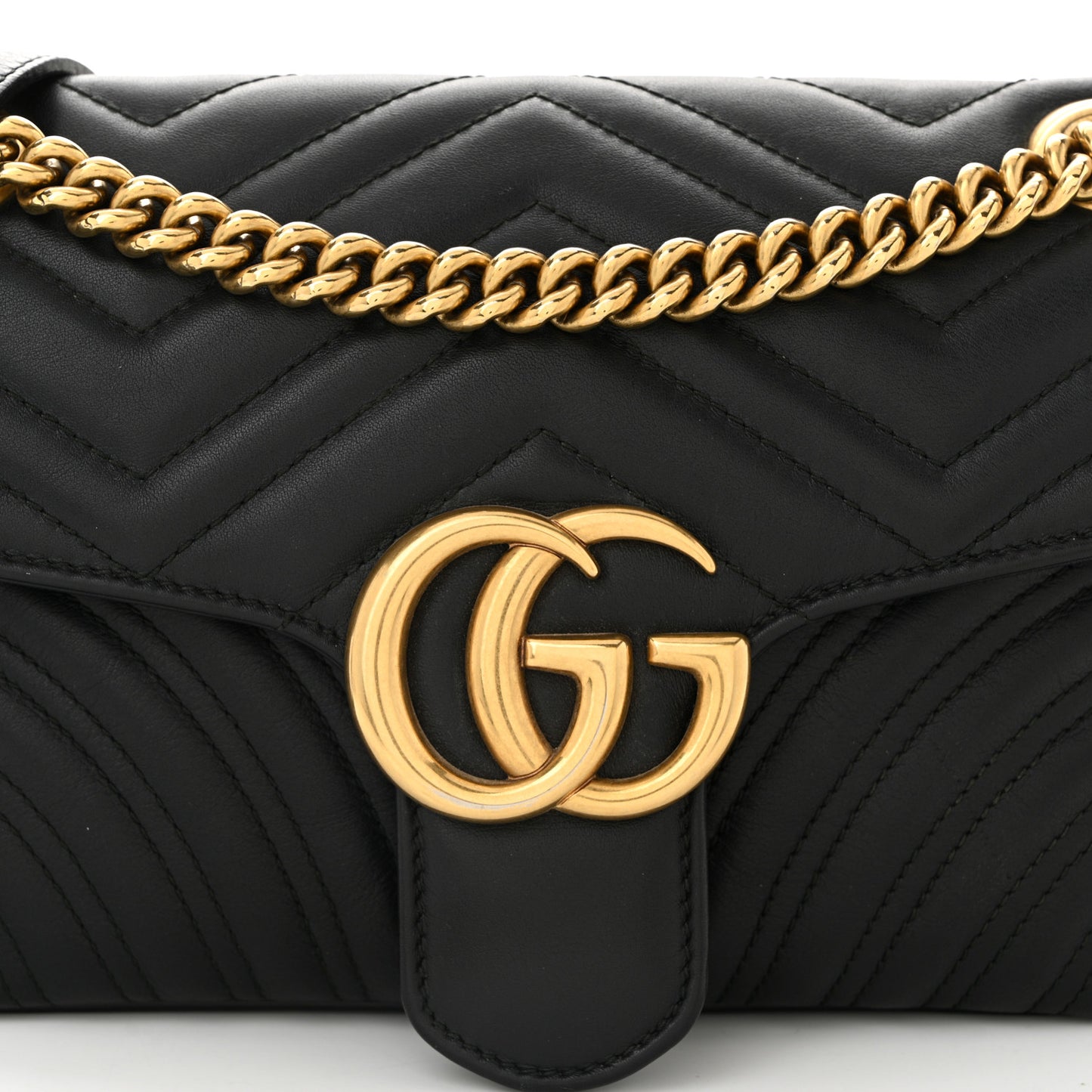 Calfskin Matelasse Small GG Marmont Shoulder Bag Black