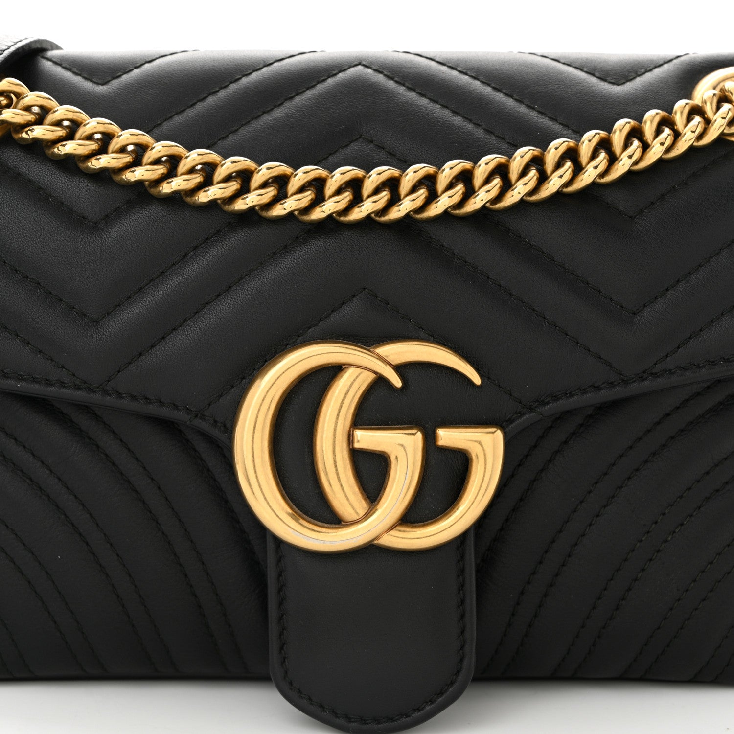 Gucci Calfskin Matelasse Small GG Marmont Shoulder Bag Black 8 of 10