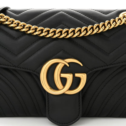 Gucci Calfskin Matelasse Small GG Marmont Shoulder Bag Black 8 of 10