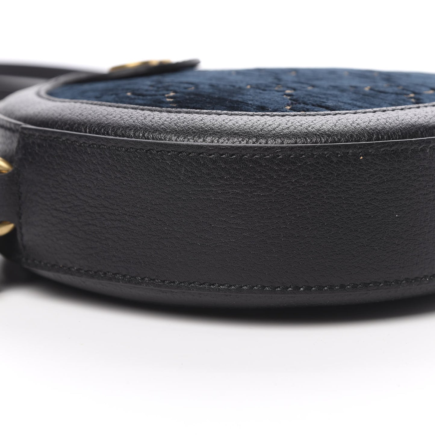 Velvet Calfskin GG Monogram Round Shoulder Bag Blue Beige