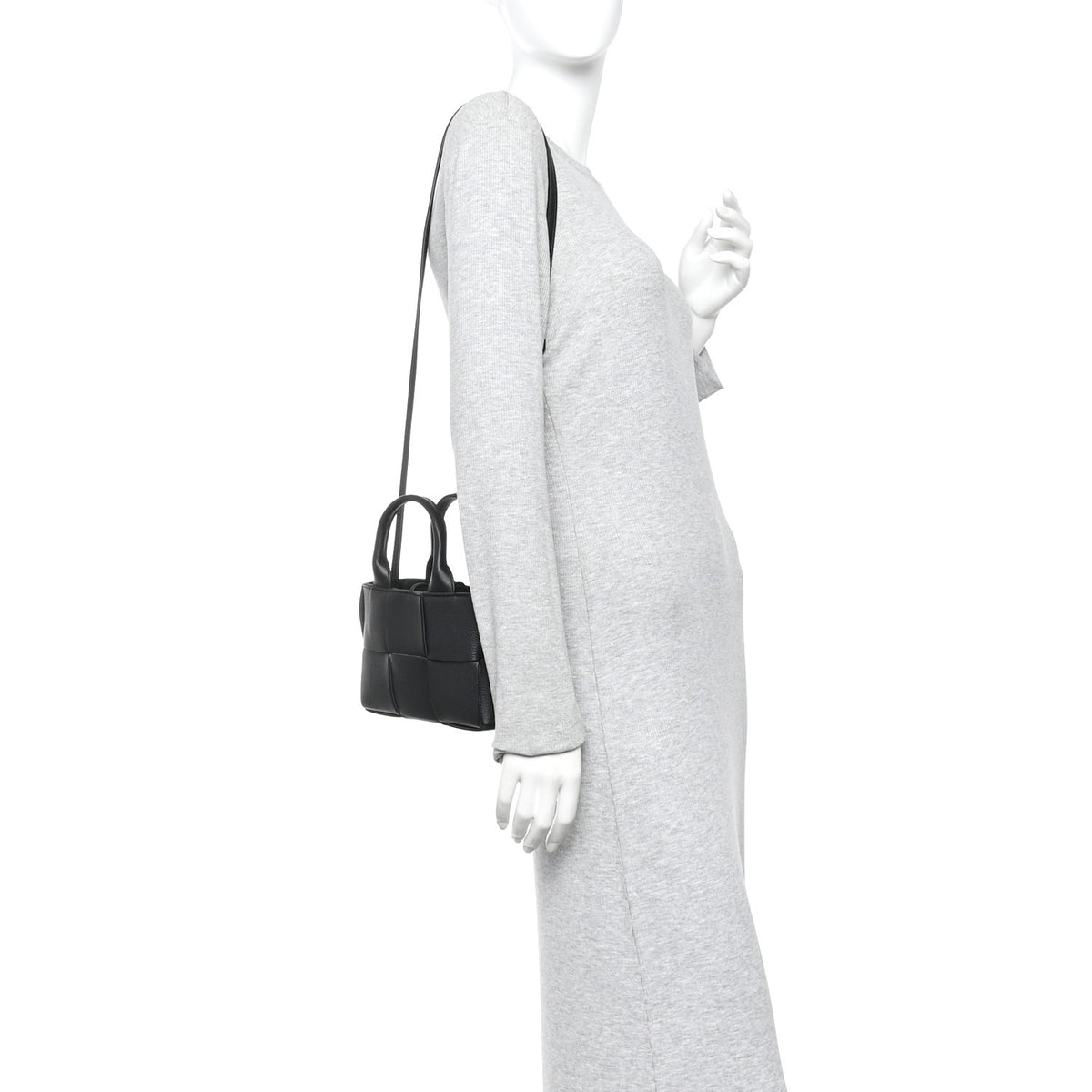 Bottega Veneta Grained Calfskin Intrecciato Mini Arco Tote Black 2 of 14