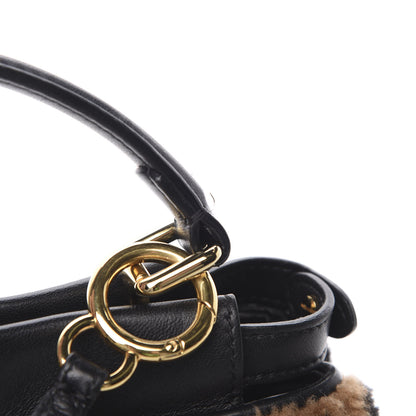 Fendi Shearling Nappa Macro FF 1974 Mini Peekaboo Iconic Satchel Tobacco Black 14 of 14