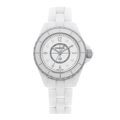 Chanel Stainless Steel Ceramic Diamond Mother of Pearl 29mm J12 Quartz Watch White 1 of 4