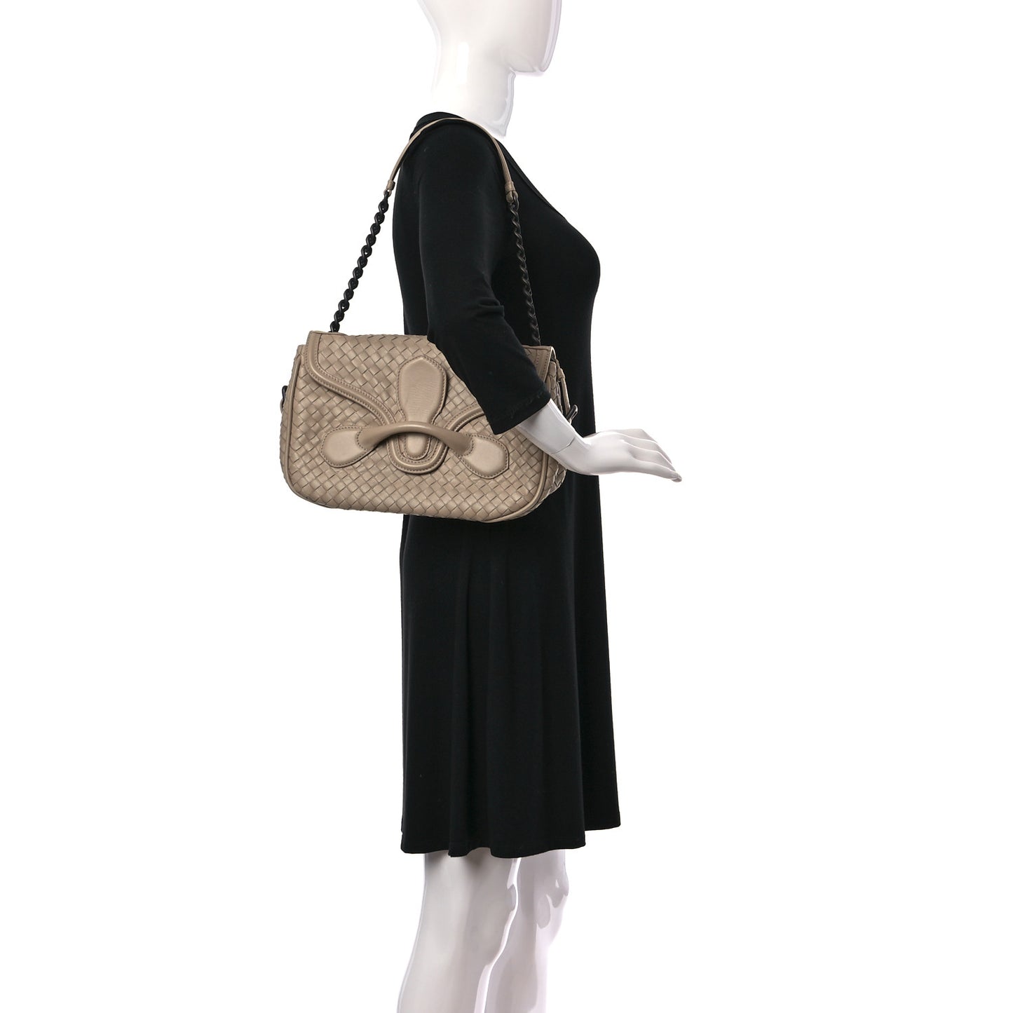 Nappa Intrecciato Rialto Shoulder Bag Nude