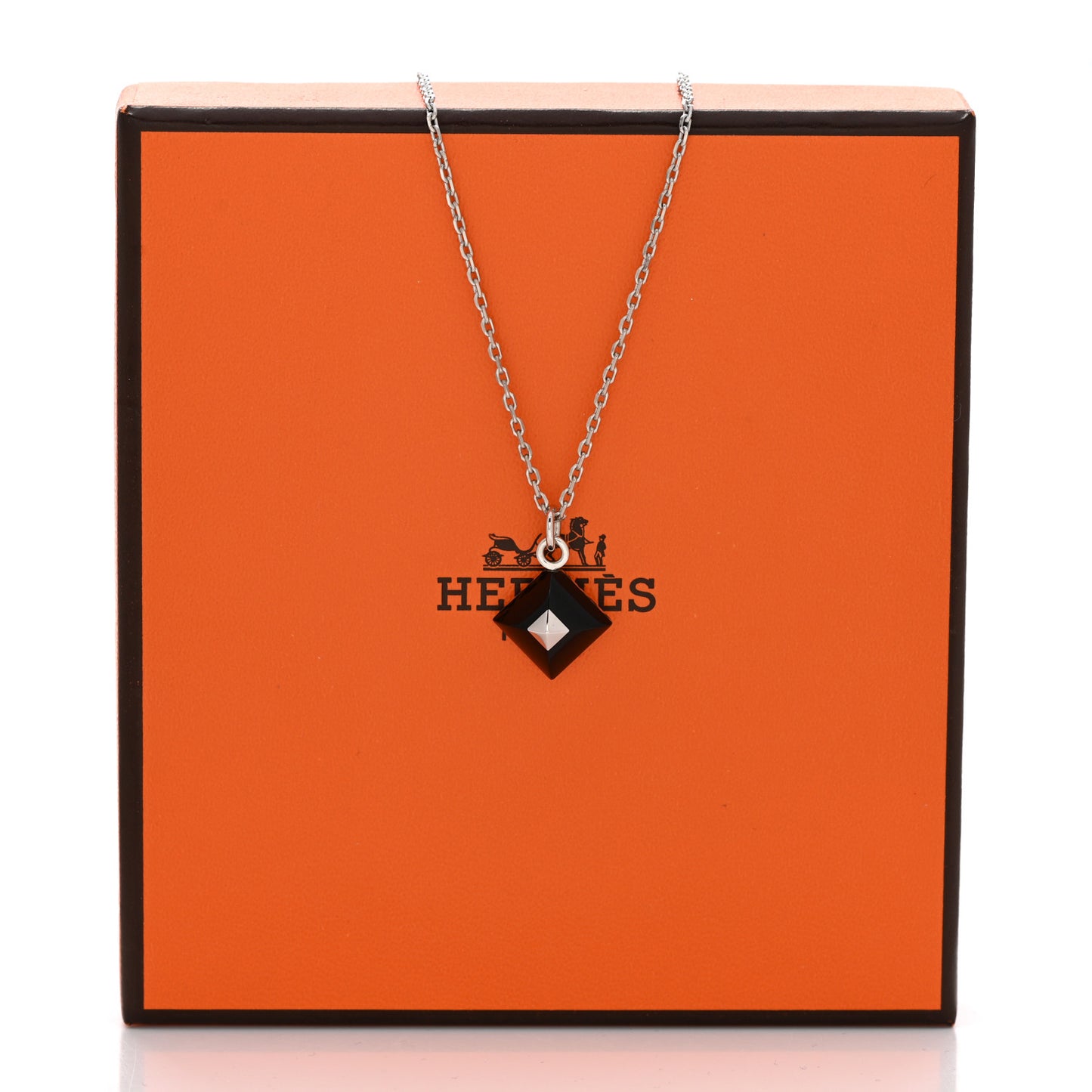 Palladium Plated Medor Folk Pendant Necklace Black