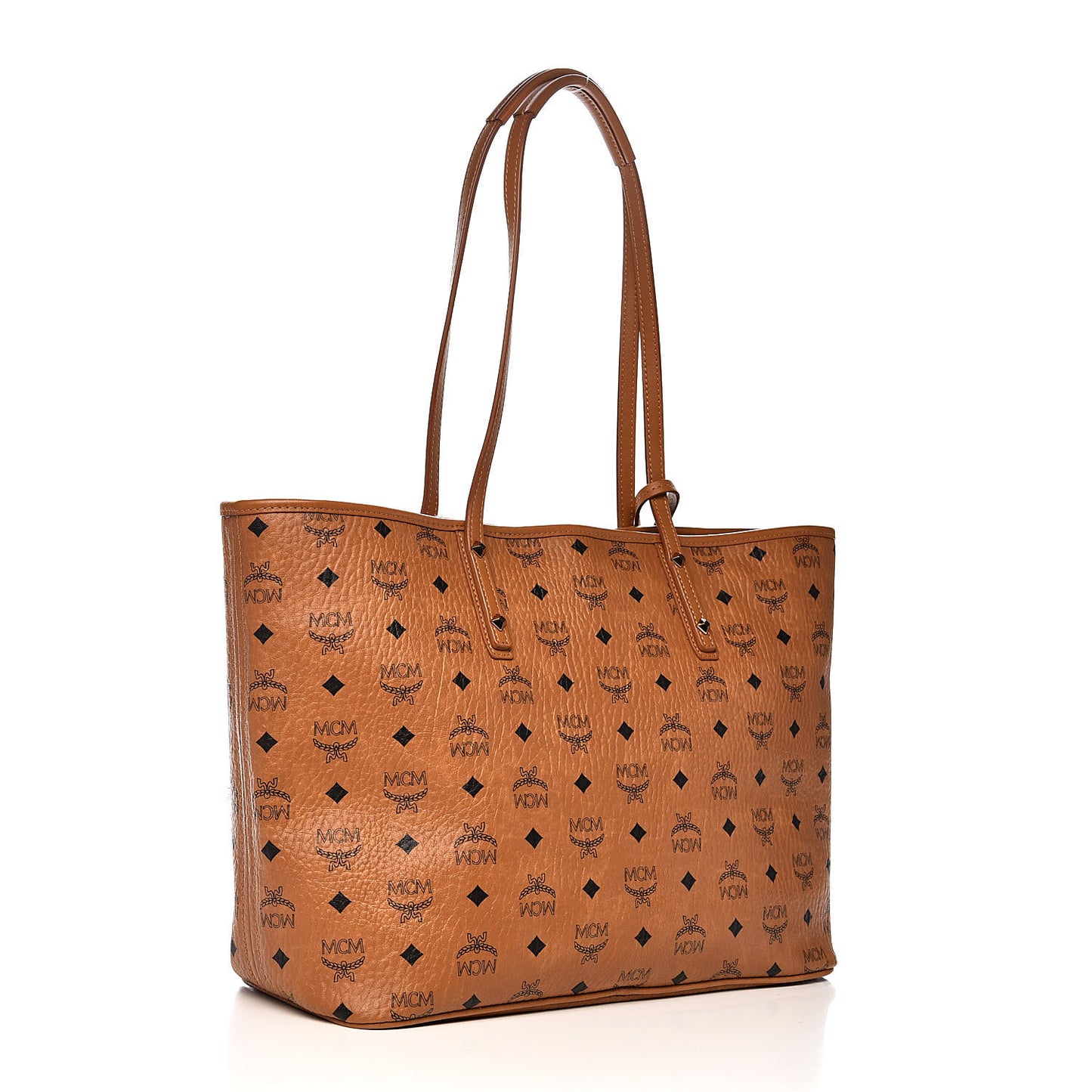 Visetos Medium Rooster Anya Top Zip Shopper Tote Cognac