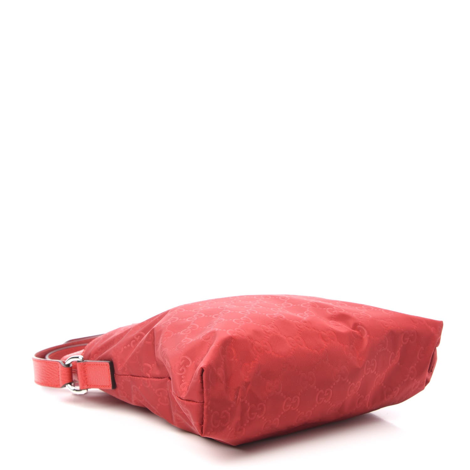 Gucci Nylon Monogram Dollar Calfskin Flat Messenger Bag Vibrant Red 4 of 10