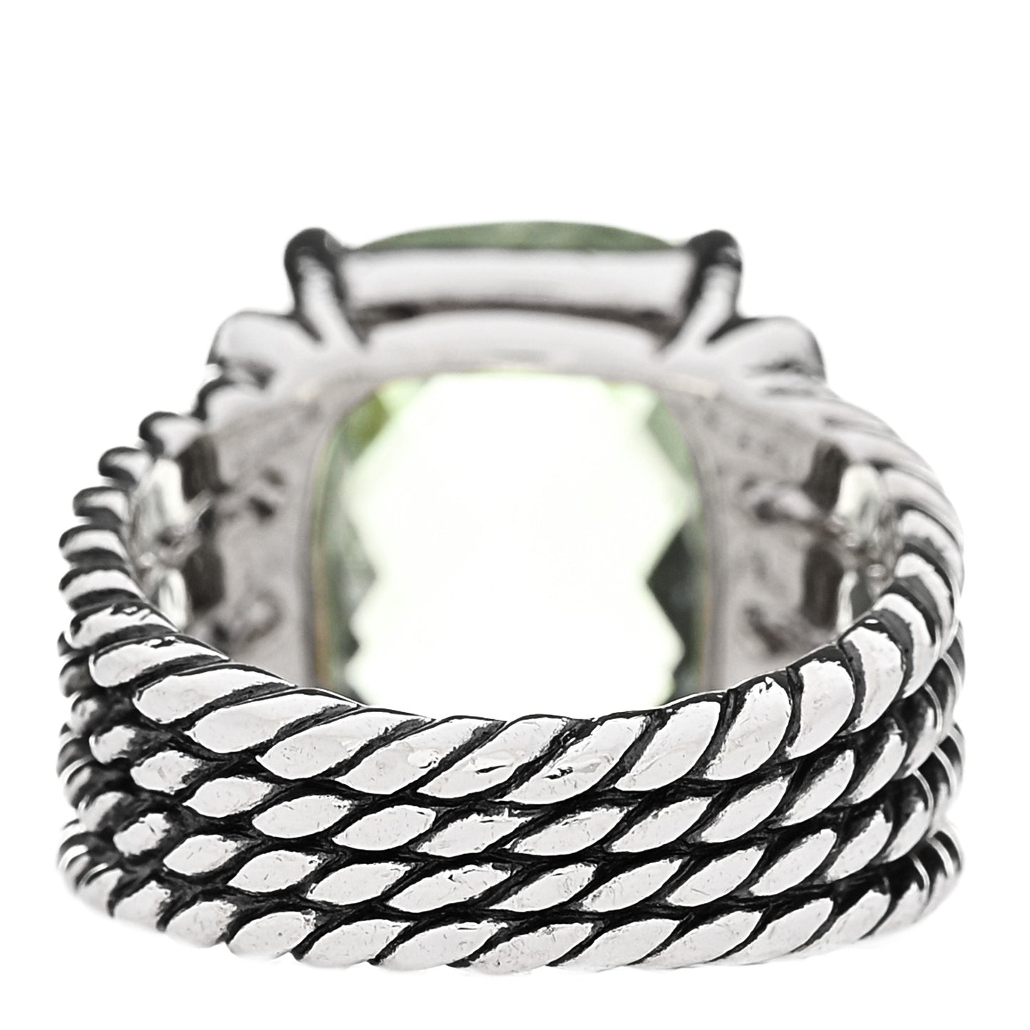 Sterling Silver Diamond Prasiolite 16mm Wheaton Ring 54 6.75