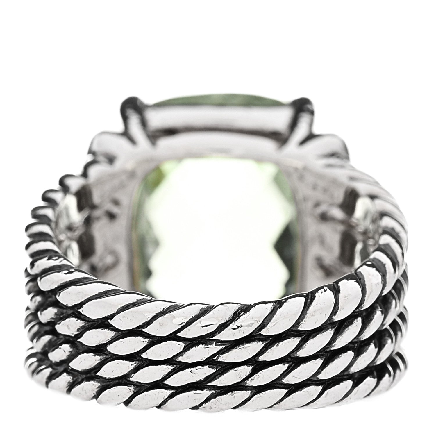 David Yurman Sterling Silver Diamond Prasiolite 16mm Wheaton Ring 54 6.75 3 of 4