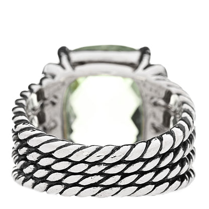 David Yurman Sterling Silver Diamond Prasiolite 16mm Wheaton Ring 54 6.75 3 of 4