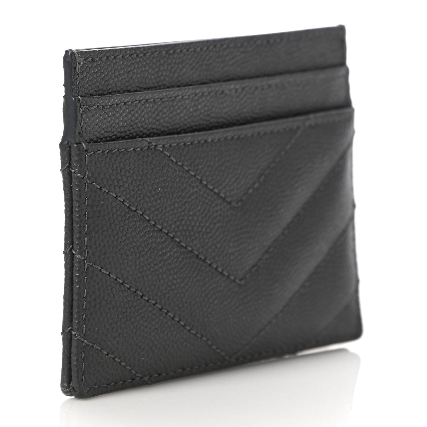 Grain De Poudre Matelasse Chevron Monogram Credit Card Case Storm