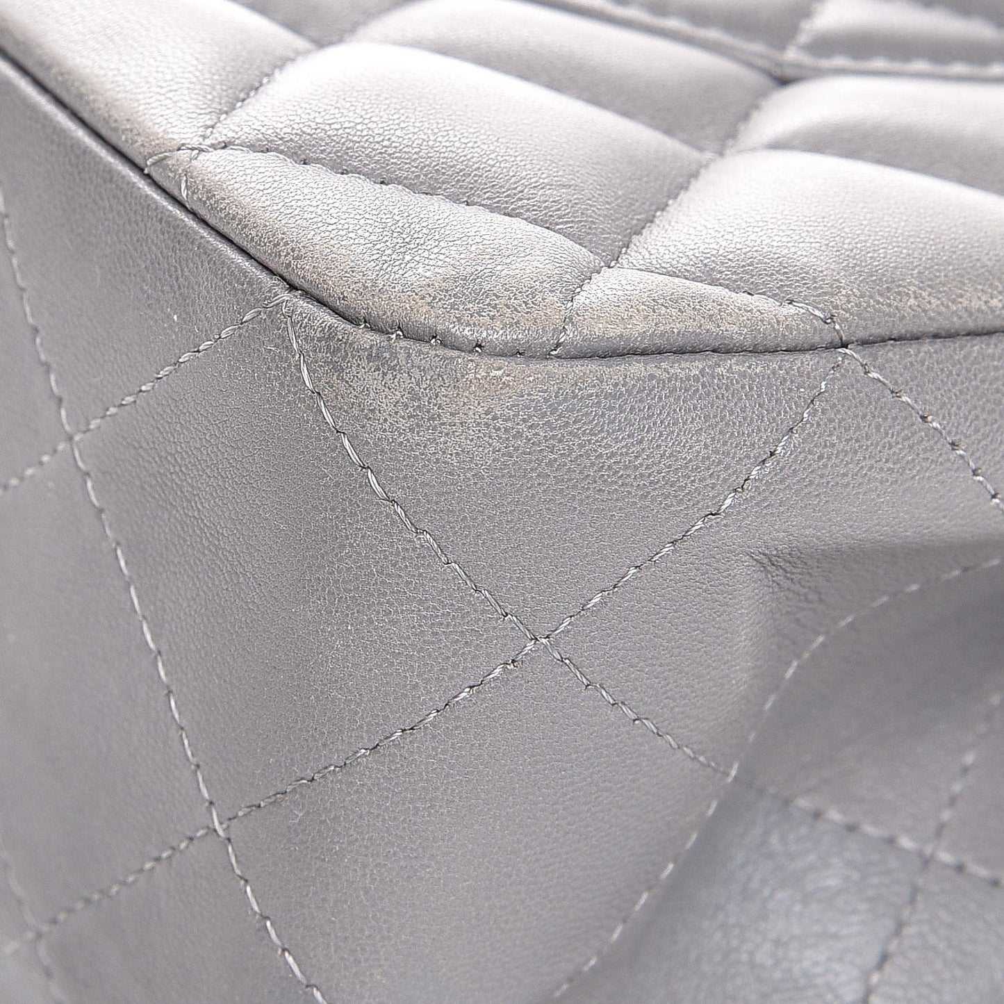Lambskin Quilted Jumbo Single Flap Grey