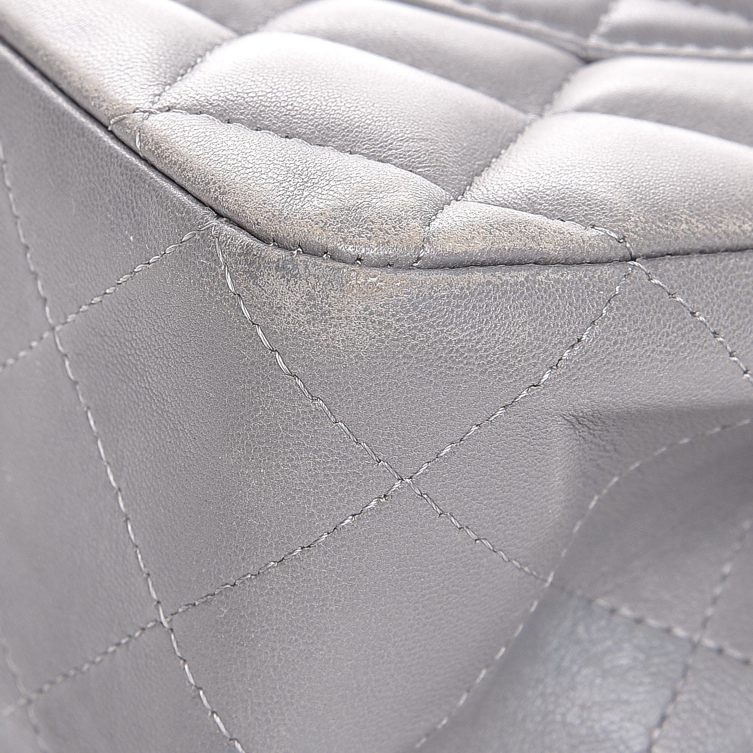 Chanel Lambskin Quilted Jumbo Single Flap Grey 14 of 14
