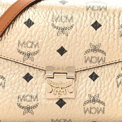 MCM Metallic Visetos Medium Millie Crossbody Bag Berlin Gold 7 of 9