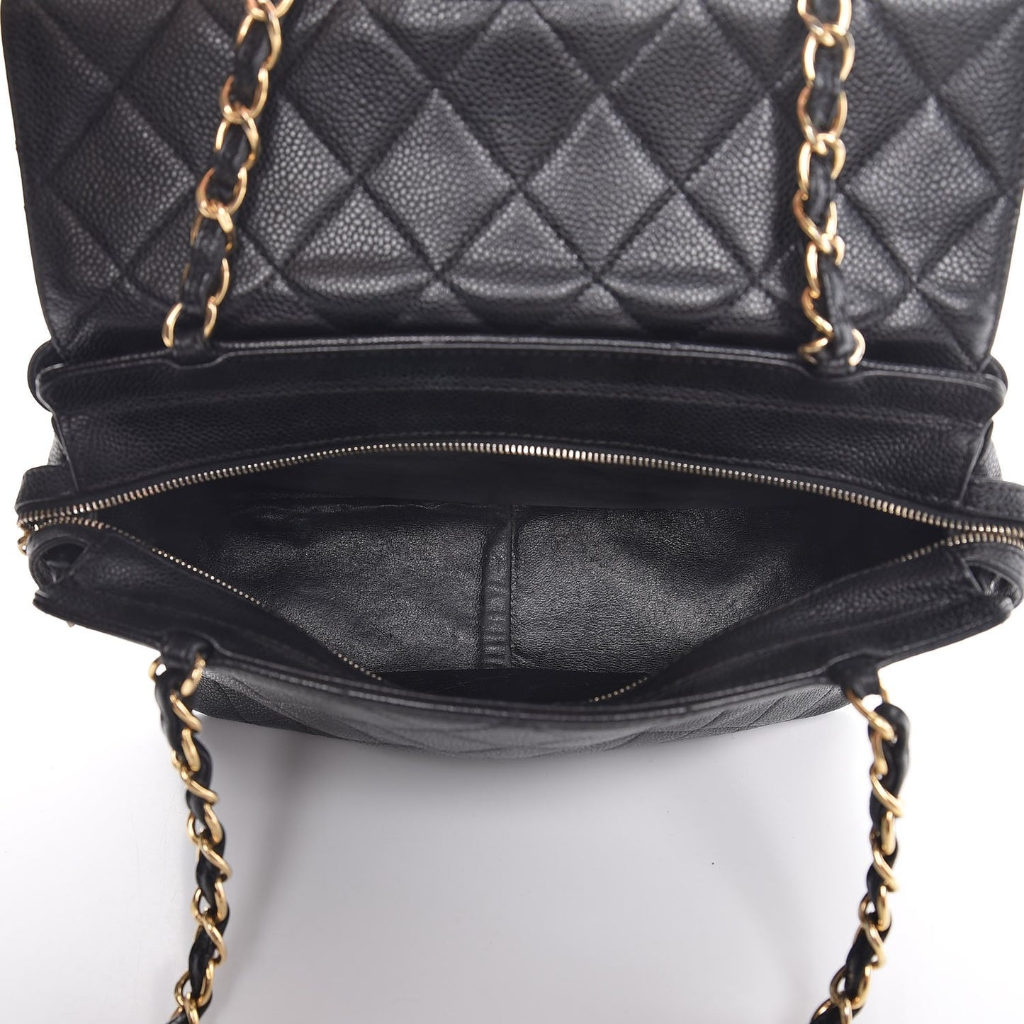 Caviar Quilted Flap Shoulder Bag Black