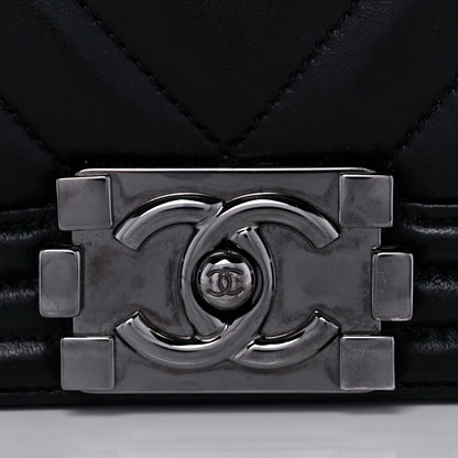 Chanel Calfskin Chevron Quilted Medium Boy Flap Black 8 of 17