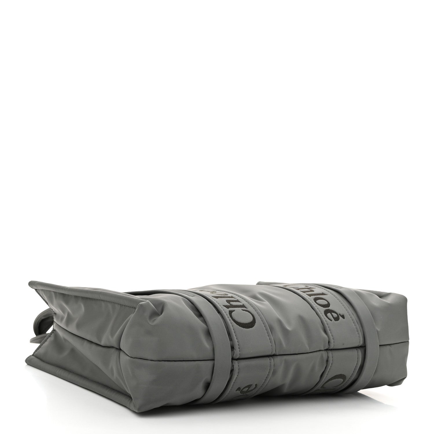 Chloe Recycled Nylon Medium Woody Ribbon Tote Elephant Grey 4 of 9