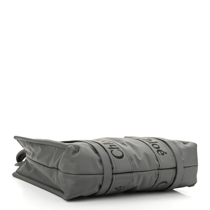 Chloe Recycled Nylon Medium Woody Ribbon Tote Elephant Grey 4 of 9