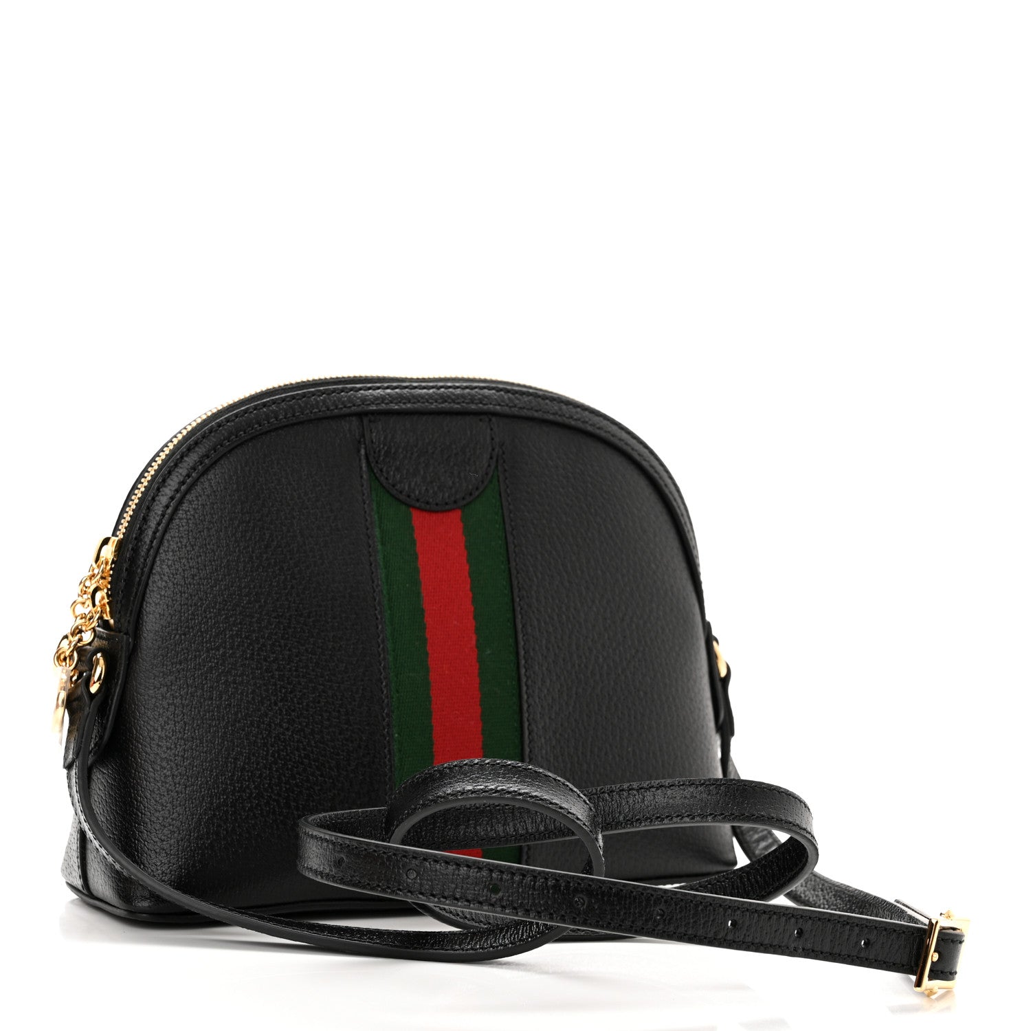 Gucci Calfskin GG Web Small Ophidia Dome Shoulder Bag Black 3 of 10