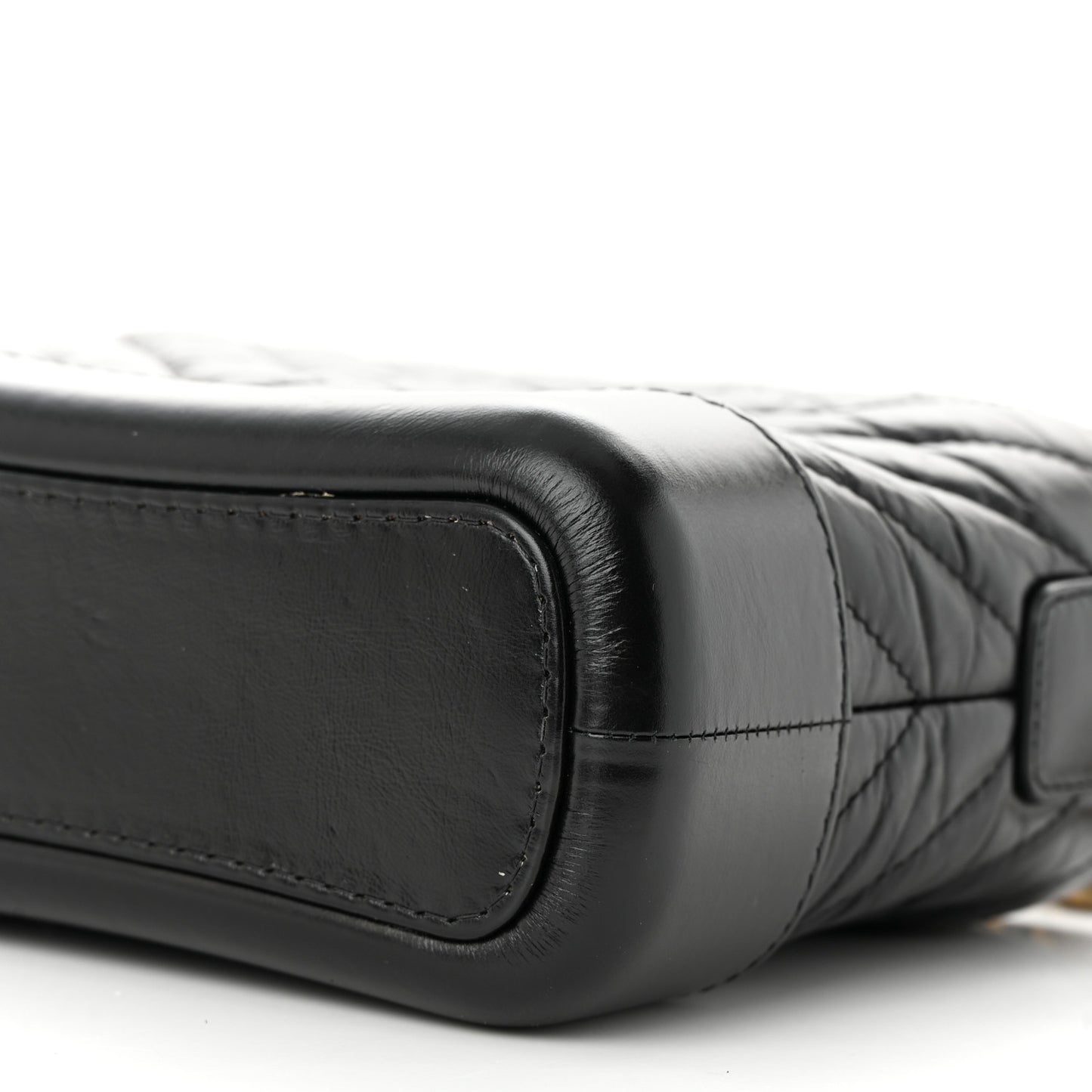 Aged Calfskin Chevron Quilted Small Gabrielle Hobo Black