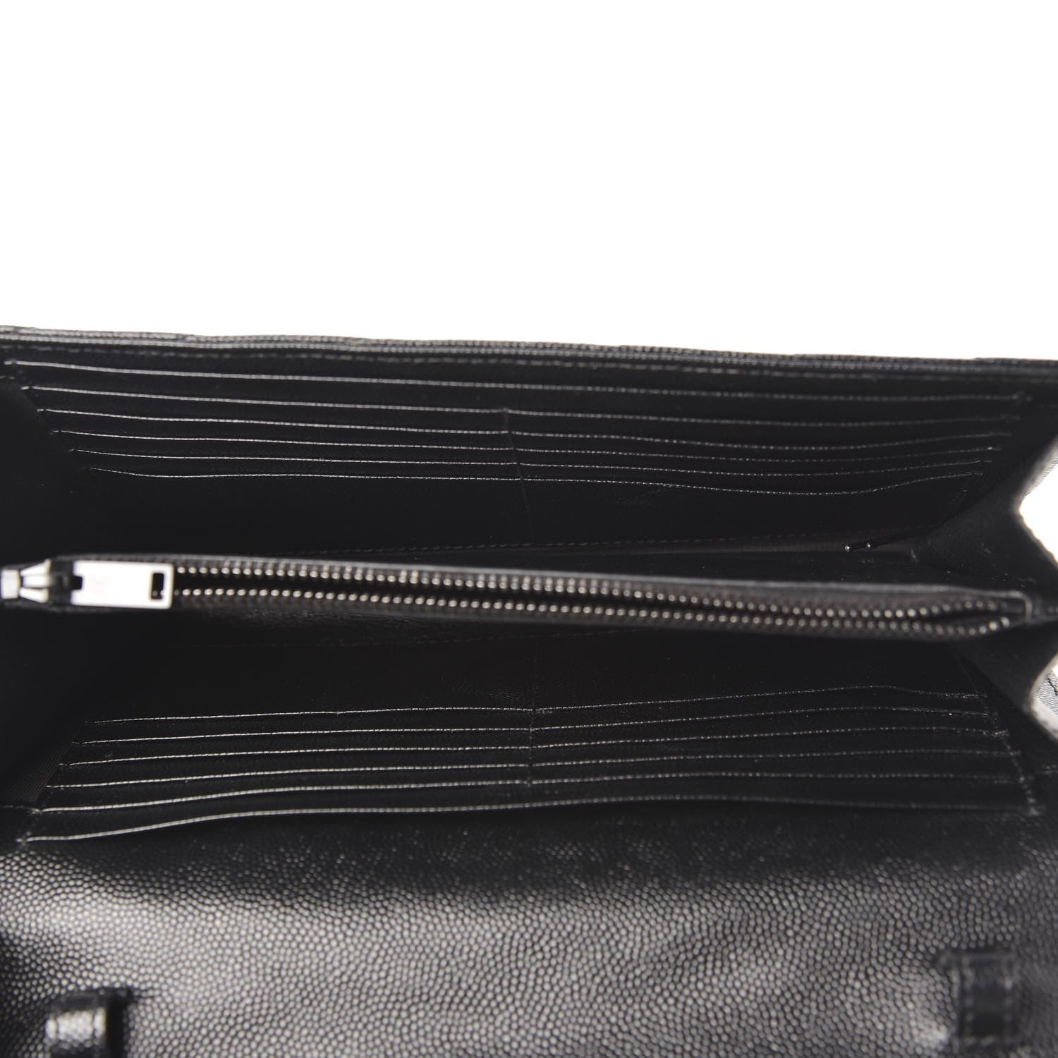 Saint Laurent Grain De Poudre Matelasse Chevron Monogram Chain Wallet Black 5 of 9