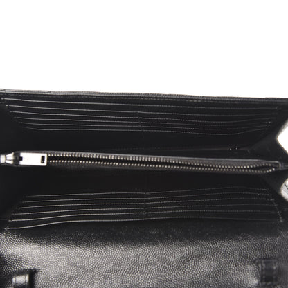 Saint Laurent Grain De Poudre Matelasse Chevron Monogram Chain Wallet Black 5 of 9