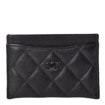 Chanel Crumpled Calfskin Quilted Card Holder So Black 1 of 9