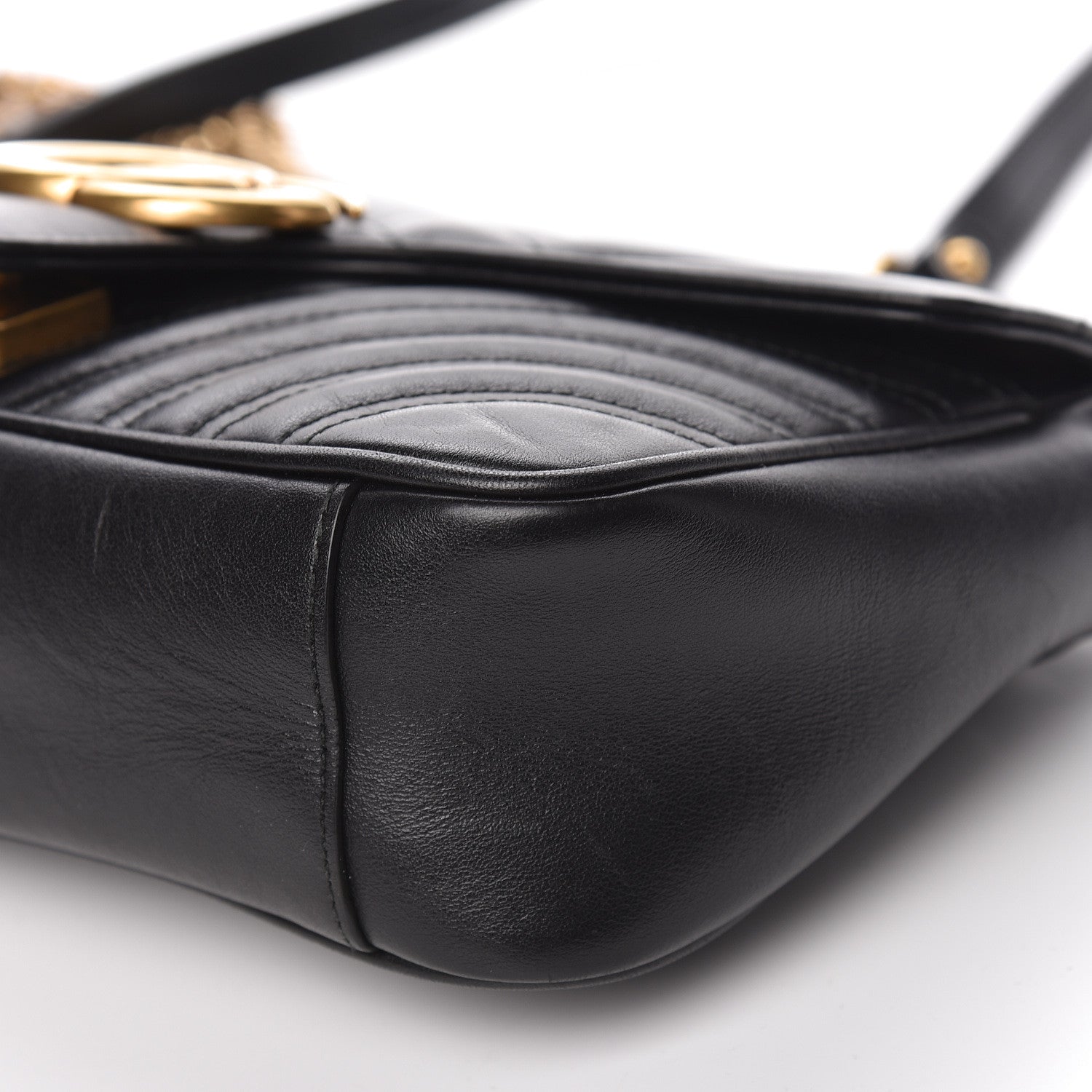 Gucci Calfskin Matelasse Small GG Marmont Shoulder Bag Black 14 of 19