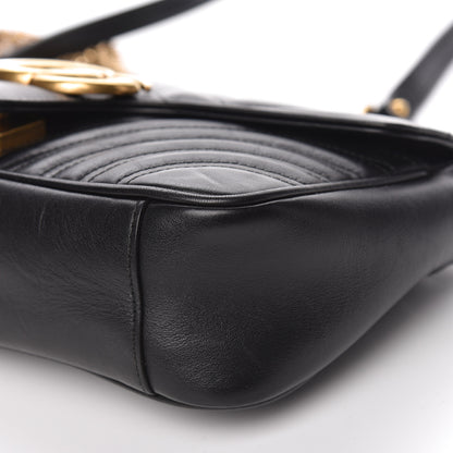 Gucci Calfskin Matelasse Small GG Marmont Shoulder Bag Black 14 of 19