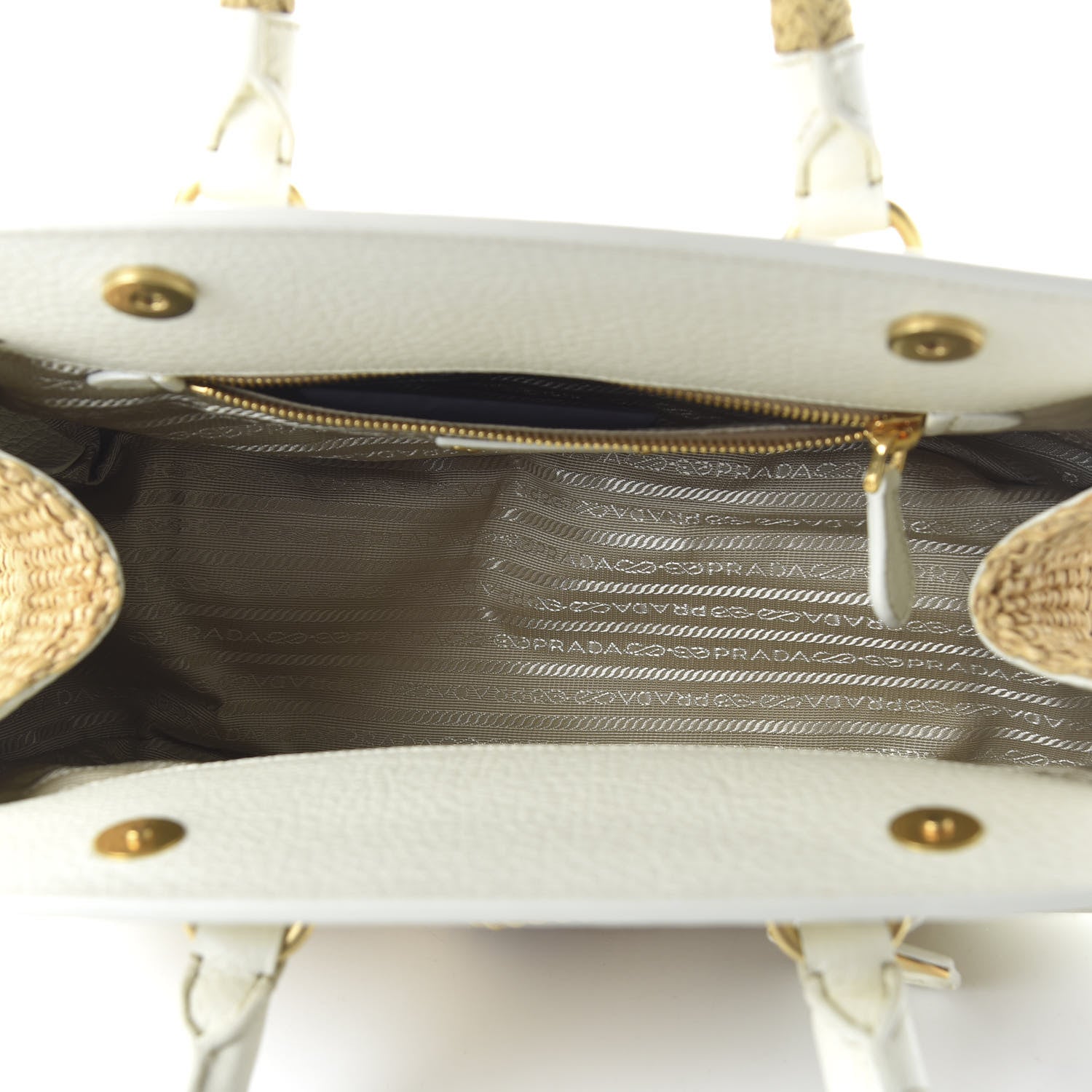 Prada Paglia Vitello Daino Frame Satchel Naturale White 5 of 13